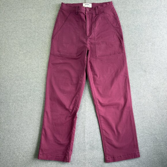 stoic Denim - Stoic Women’s Size 6 High‑Rise Burgundy Utility Pants 98% Cotton Stretch Pockets